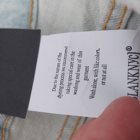 Blank NYC The Cooper Slim Straight Leg Jeans With Slit Lef Super Power Wash 27 - Picture 7 of 12